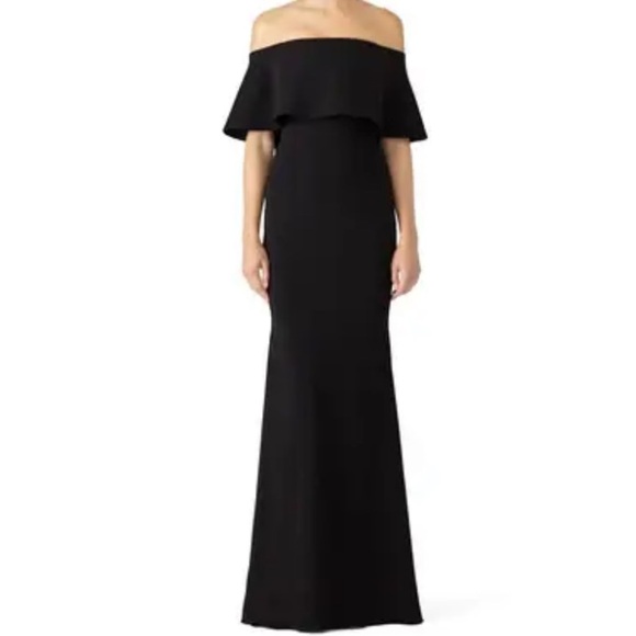 Badgley Mischka Black Off shoulder gown grommet - Picture 5 of 12